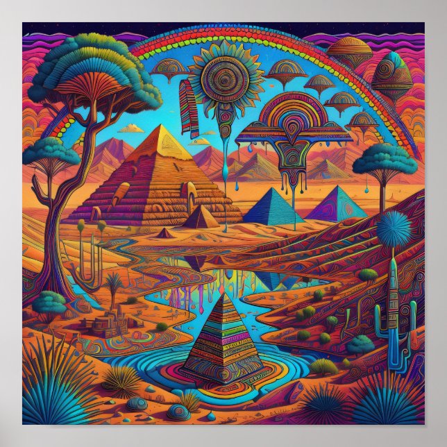 Psychedelic Egyptian Landscape  Poster (Front)
