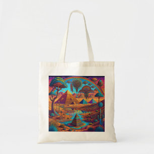 Psychedelic Egyptian Landscape  Tote Bag