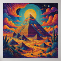 Psychedelic Egyptian Pyramid Landscape Art