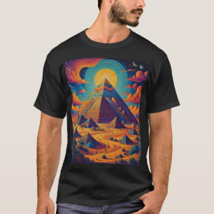 Psychedelic Egyptian Pyramid Landscape Art T-Shirt