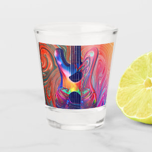 Psychedelic Electric Acoustic Semi Guitars Art Shot Glass