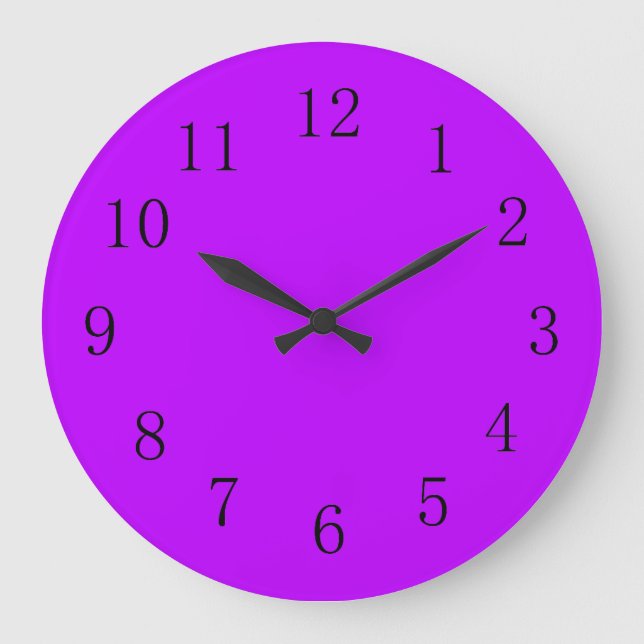 Psychedelic Electric Purple Solid Color Large Clock (Front)