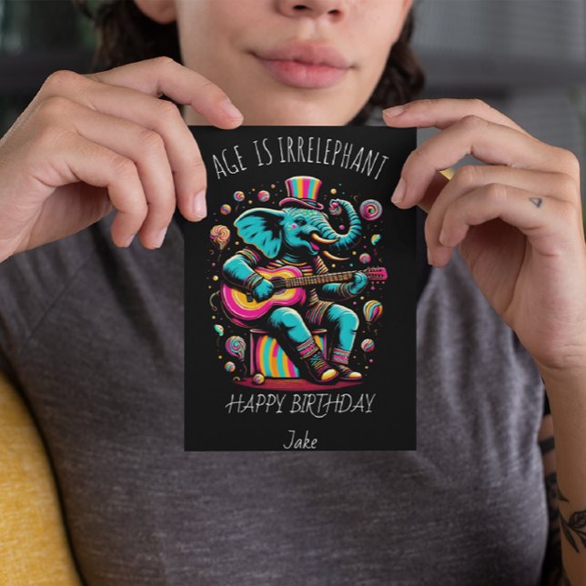 Psychedelic Elephant Jamming Guitar  Thank You Card (Creator Uploaded)