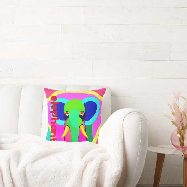Psychedelic Elephant on Nursery Cushion (Couch)