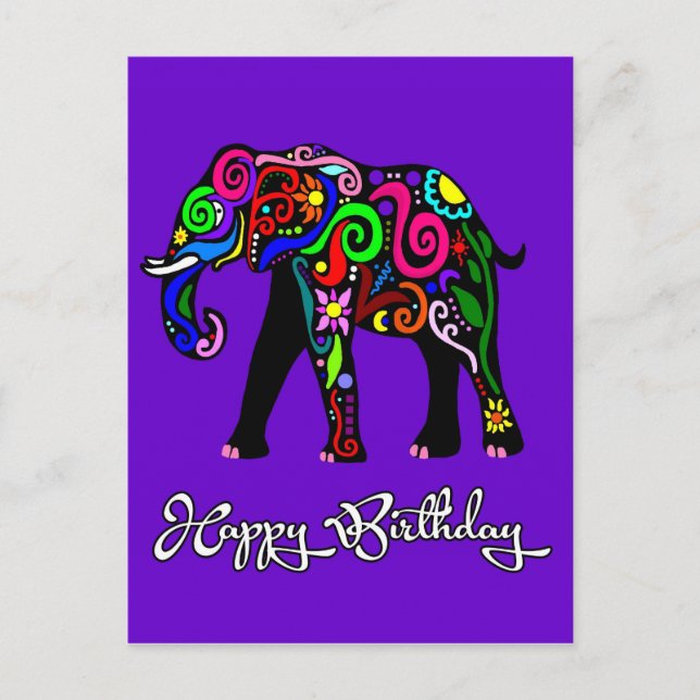 Psychedelic Elephant Postcard (Front)