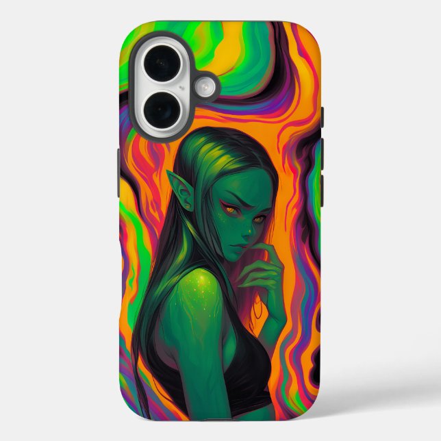 Psychedelic Elf in Neon Lava Waves Case-Mate iPhone Case (Back)
