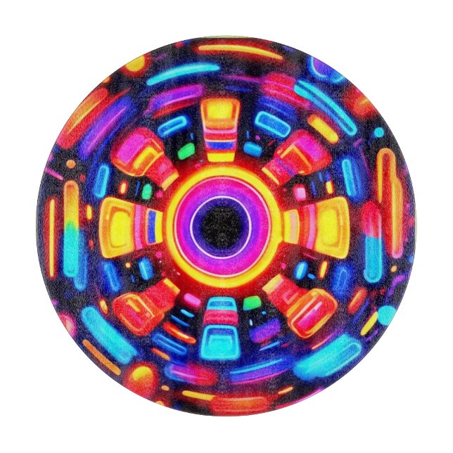 Psychedelic Energy Burst Cutting Board (Front)