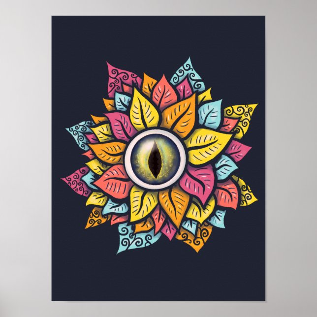 Psychedelic Eye Flower Colorful Trippy Poster (Front)