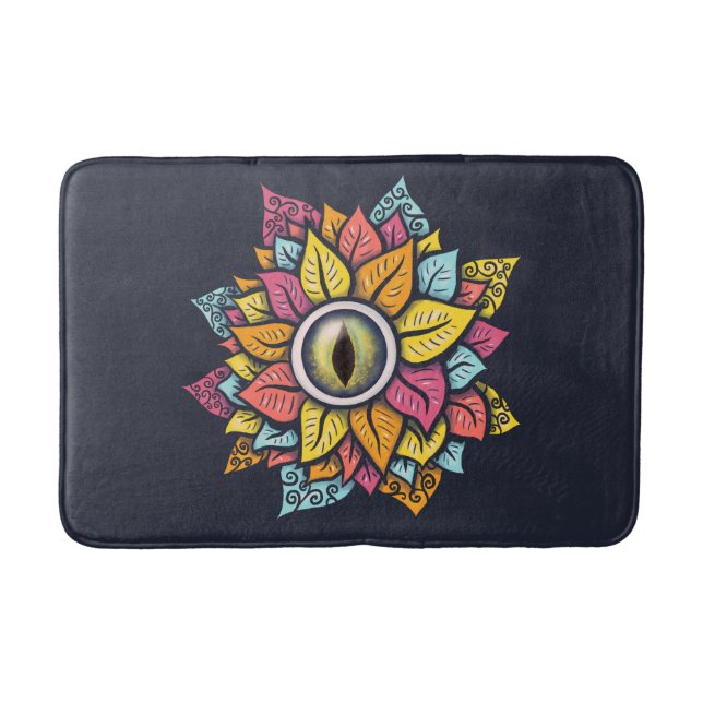  Psychedelic Eye Flower - Colourful Trippy Art  Bath Mat (Front)