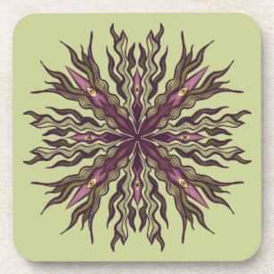 Psychedelic Eye Plant - Surreal Botanical Mandala Coaster