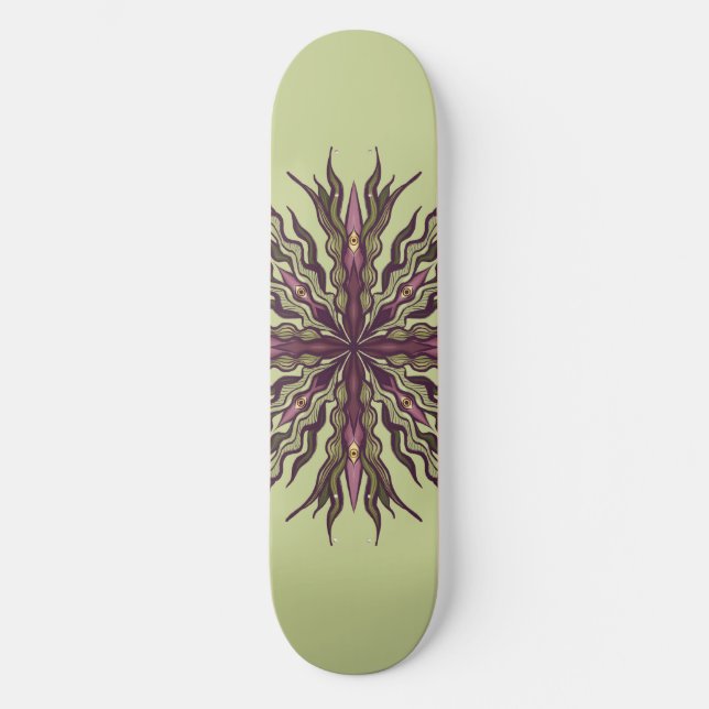 Psychedelic Eye Plant - Surreal Botanical Mandala Skateboard (Front)