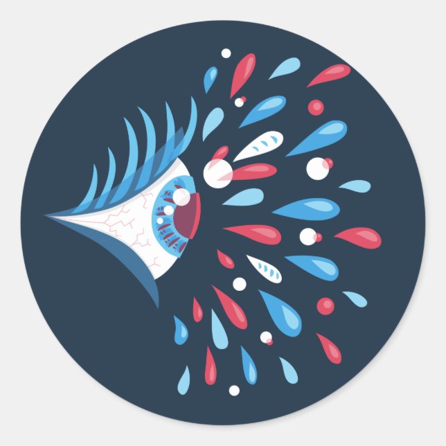 Psychedelic Eye Trippy Weird Classic Round Sticker (Front)