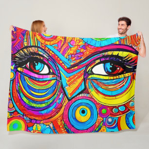 Psychedelic Eye View Design Fleece Blanket