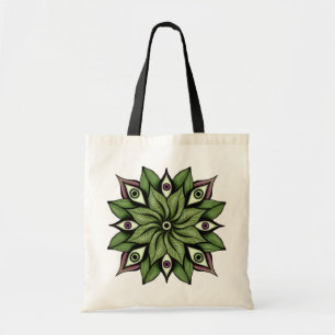 Psychedelic Eyes Mandala - Trippy Floral Pattern Tote Bag