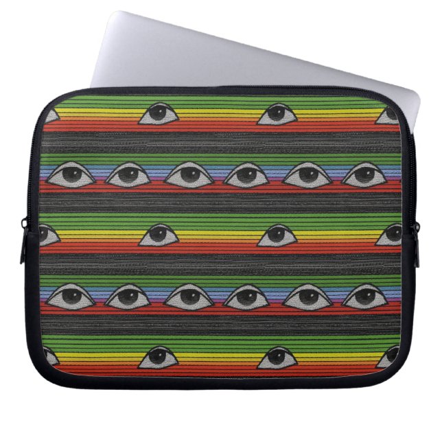 Psychedelic Eyes Pattern Laptop Sleeve (Front)