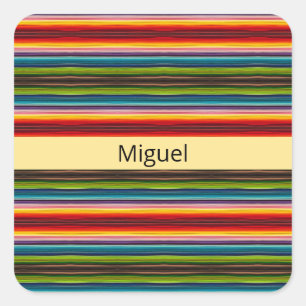 Psychedelic fabric Mexican pattern Square Sticker