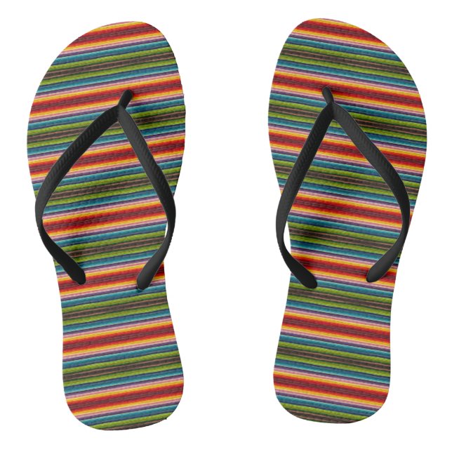 Psychedelic fabric Mexican pattern Thongs (Footbed)