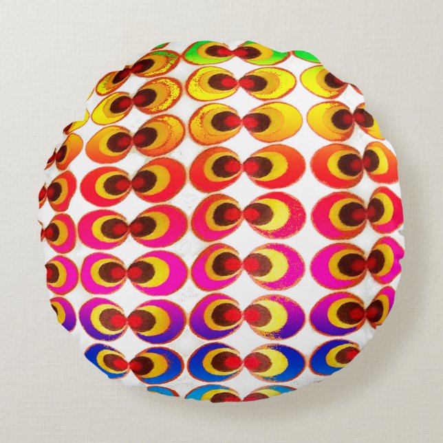 Psychedelic fabric round cushion (Front)