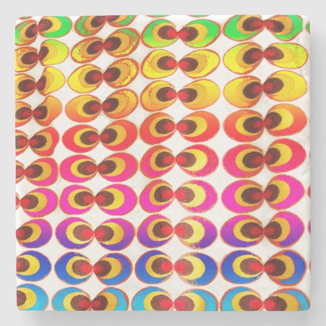 Psychedelic fabric stone coaster (Front)