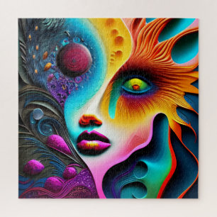 Psychedelic Face Abstract Art Jigsaw Puzzle