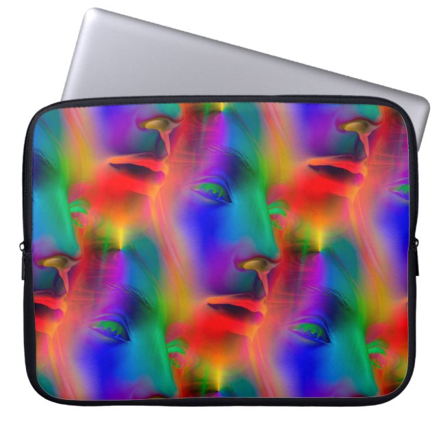 Psychedelic Face seamless pattern + your ideas Laptop Sleeve (Front)