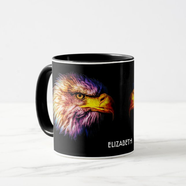 Psychedelic Fantasy Exotic Fractal Vivid Eagle Mug (Front Left)