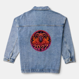 Psychedelic Fire Ram Aries Denim Jacket