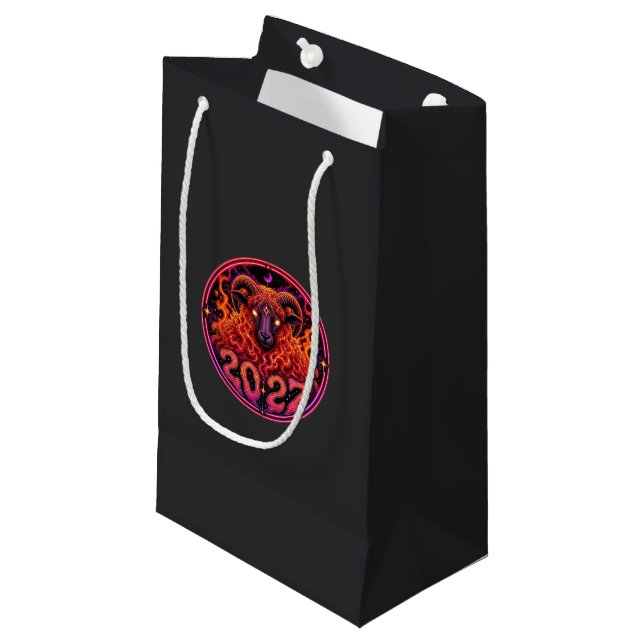 Psychedelic Fire Ram Aries  Small Gift Bag (Front Angled)