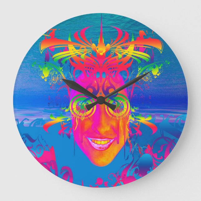 Psychedelic Fish Large Clock (Front)