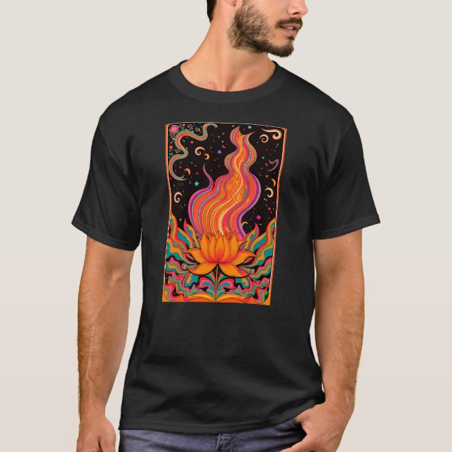 Psychedelic Flame Flower T-Shirt (Front)