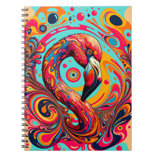 Psychedelic Flamingo Flow – Retro Colour Art Notebook