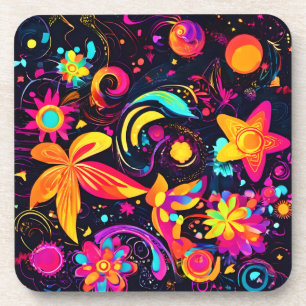 Psychedelic Floral Cosmos Coaster