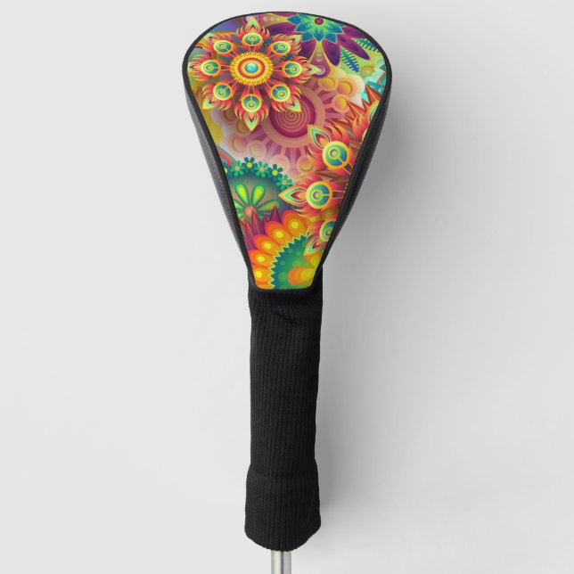 Psychedelic Floral Pattern  Golf Head Cover (Front)