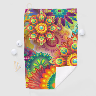 Psychedelic Floral Pattern  Golf Towel
