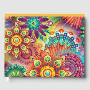 Psychedelic Floral Pattern  Guest Book