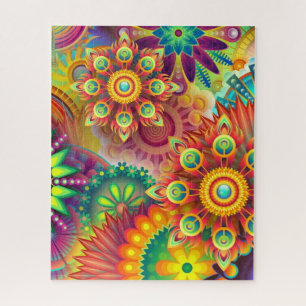 Psychedelic Floral Pattern  Jigsaw Puzzle