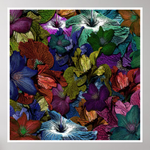 Psychedelic Floral Poster