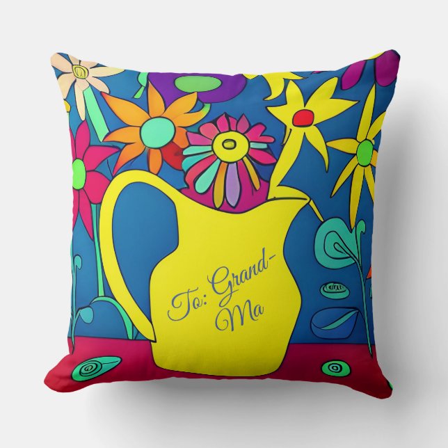 Psychedelic Floral Pot for Gran Cushion (Front)