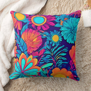 Psychedelic Floral Tapestry Cushion