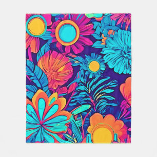 Psychedelic Floral Tapestry Fleece Blanket