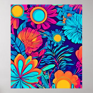 Psychedelic Floral Tapestry Poster