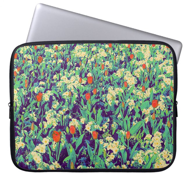 Psychedelic Flower Bed 03 Laptop Sleeve (Front)