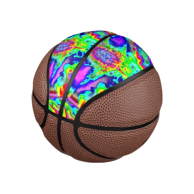 psychedelic flowers 1 mini basketball (Angled)