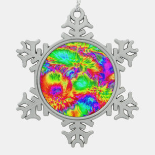 psychedelic flowers 2 snowflake pewter christmas ornament