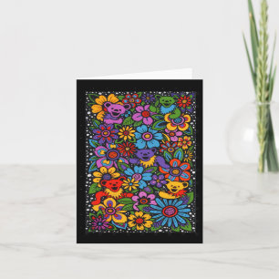 Psychedelic Flowers Dancing Bears Coloured Gratefu Card