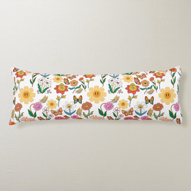 Psychedelic Flowers Pattern x4 Body Cushion (Front)