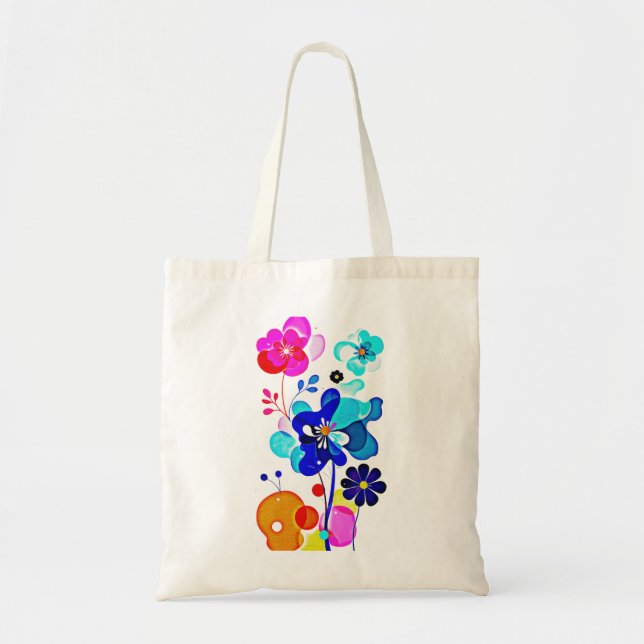 Psychedelic Fluid Abstract Colourful Flowers Tote Bag (Front)