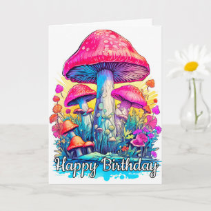 Psychedelic Forest Mushroom Illustration Card