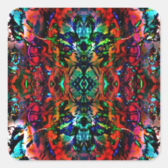 Psychedelic Forest Square Sticker (Front)