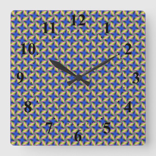 Psychedelic Four Winds Spiral tiled Wall Clock (Front)